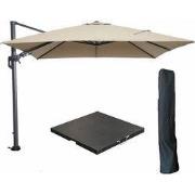 Hawaii zweefparasol 300x300 cm carbon black / taupe met black polished...