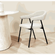 Eetkamerstoel Bouclé Beige Lisa - Zwart Frame