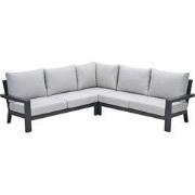 Geneva aluminium loungeset -carbon black - valley sand