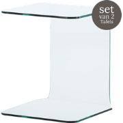 Cornelis glazen bijzettafels transparant - 53 x 45 cm - Set van 2