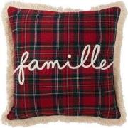 J-Line - Kussen Ruit Famille Rood/groen - 45x45x12cm