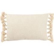 J-Line - Kussen Kwastje Katoen Beige Lang - 40x60x10cm