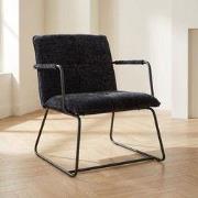 Moderne fauteuil zwart chenille stof Hailey