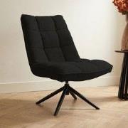 Moderne draaifauteuil zwart bouclé stof 360° draaibaar Yuki
