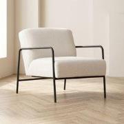 Moderne Fauteuil Eti Wit Stof - Zwart Frame