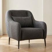 Scandinavische fauteuil Antraciet gemêleerde linnen stof met kussen Ve...