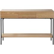 Console met 3 lades en 1 onderste plank, decor van hout en zwart metaa...