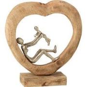 J-Line - Figuur Ouder Met Kind Hart Mangohout/aluminium Naturel/wit - ...