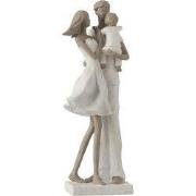 J-Line - Koppel Met Kind Poly Wit/taupe - 11.5x12.5x31cm