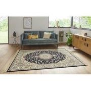Klassiek vloerkleed - Laagpolig - Antik Flowers - Franjes - Donkerblau...