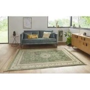 Klassiek vloerkleed - Laagpolig - Antik Flowers - Franjes - Groen - 19...