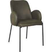 LABEL51 Eetkamerstoel Jari - Army - Microvezel - Zwart Metalen Frame