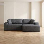 Hoekbank met slaapfunctie Rechts Pirlo Donker Grijs