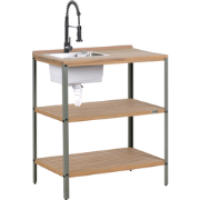 IVREA - Buitenkeukeneiland met spoelbak - Bruin/Zwart - Acaciahout