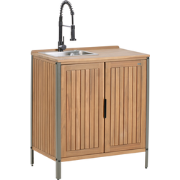 IVREA - Buitenkeukenkast met spoelbak - Bruin/Zwart - Acaciahout