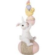 Clayre & Eef Decoratie Beeld Konijn 8x6x19 cm Wit Kunststof