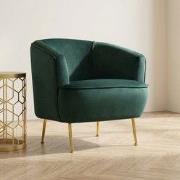 Hotel Chique fauteuil groen velvet stof met gouden poten Piccoli