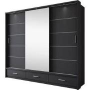 Meubella - Kledingkast Autumn - Zwart - 250 cm - Met spiegel