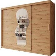 Meubella - Kledingkast Ulysses - Eiken - 250 cm - Met spiegel