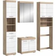 Badkamercombinatie Sonoma Eik Licht En Wit Hoogglans