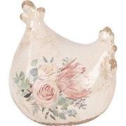 Clayre & Eef Decoratie Beeld Kip 12x11x13 cm Beige Keramiek