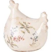 Clayre & Eef Decoratie Beeld Kip 12x11x13 cm Beige Keramiek