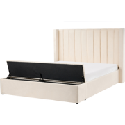 NOYERS  - Bed met opbergruimte - Gebroken wit - 160 x 200 cm - Fluweel
