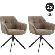 2x Eetkamerstoel Jesse - Stof Taupe