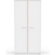 Kledingkast met 2 deuren wit, omkeerbare randen stormblauw of abrikoos...
