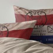 Dekbedovertrek Post - Tweepersoons 200x200 CM - Percal Katoen, Taupe/ ...