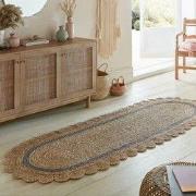 Loper - Grace Modern Jute Naturel / Grijs - 80 X 230 CM
