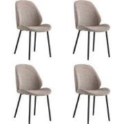 QUVIO Eetkamerstoelen Lola - Polyester - Staal - Grijs - Set van 4