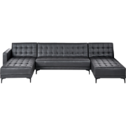 ABERDEEN - Bank U-vormig - Zwart - 5 persoons - Universeel - Kunstleer