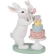 Clayre & Eef Decoratie Beeld Konijn 21x10x27 cm Wit Kunststof