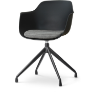 Nola-Liz draaibare eetkamerstoel zwart met zeegrijs zitkussen - zwart ...