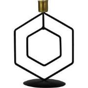 Hexagon Kandelaar-14x20cm-incl. 5 witte kaarsjes-Metaal-Housevitamin