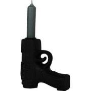 Zwarte Pistool Kandelaar-12x12cm-incl. 5 witte kaarsjes-Keramiek-House...