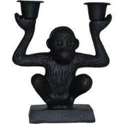 Aap Kandelaar 'Sitting Monkey'-12x15cm-Incl. 5 witte kaarsen-Polyresin...