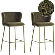 MINA II - Barkruk set van 2 - Donkergroen - Bouclé