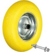 Kruiwagenwiel massief rubber geel 390 mm