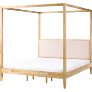 HAILLICOURT - Hemelbed - Lichtbruin - 180 x 200 cm - Rubberhout
