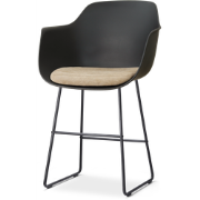 Nino-Liz barkruk zwart met nougatbruin zitkussen - zwart onderstel - 6...