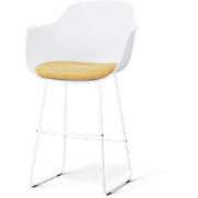 Nino-Liz barkruk wit met warm oker zitkussen - wit onderstel - 75 cm