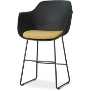 Nino-Liz barkruk zwart met warm oker zitkussen - zwart onderstel - 65 ...