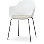 Nora-Liz eetkamerstoel wit met naturelbeige zitkussen - zwart onderste...