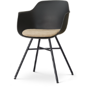 Noa-Liz eetkamerstoel zwart met nougatbruin zitkussen - zwart onderste...