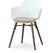 Nena-Liz eetkamerstoel wit met nougatbruin zitkussen - walnoot houten ...