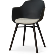 Nena-Liz eetkamerstoel zwart met naturelbeige zitkussen - zwart houten...