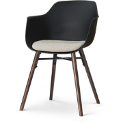 Nena-Liz eetkamerstoel zwart met naturelbeige zitkussen - walnoot hout...