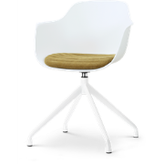Nola-Liz draaibare eetkamerstoel wit met mosgroen zitkussen - wit onde...